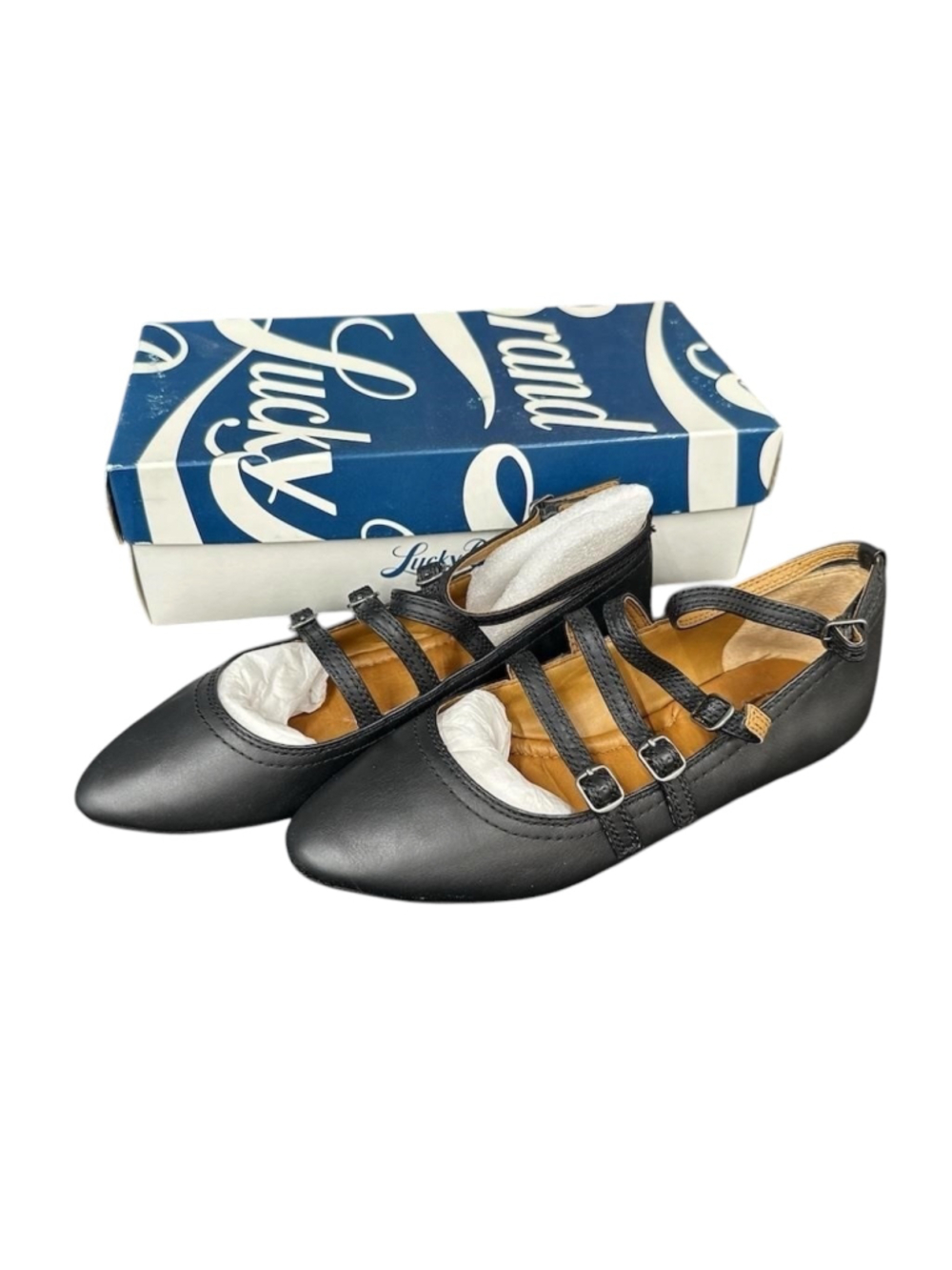 Lucky Brand Black LK-ADDISON Tumbled Alaska Flats Size 7 NIB